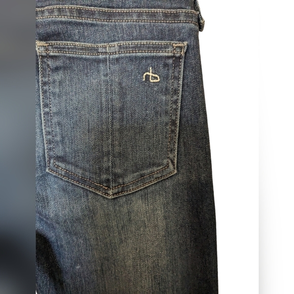 Rag & Bone dark blue stretch skinny jeans/Capri distressed/ raw hem/cuff 24"×27" - Picture 11 of 16